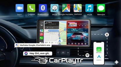 Ekranlı Carplay Apple Android Uyumlu 10.2 inç 4K Görüntü Arka/Ön Görüş Kameralı Araç Ekranı